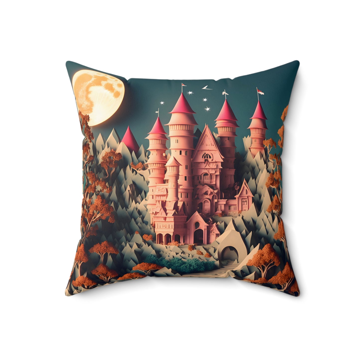 Pink Castle Square Pillow