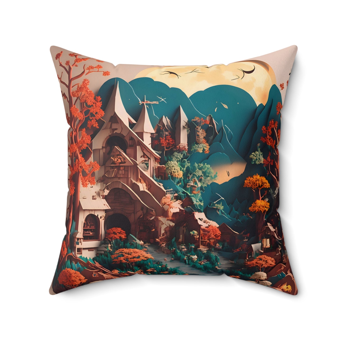 Pink Castle Square Pillow
