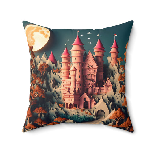 Pink Castle Square Pillow