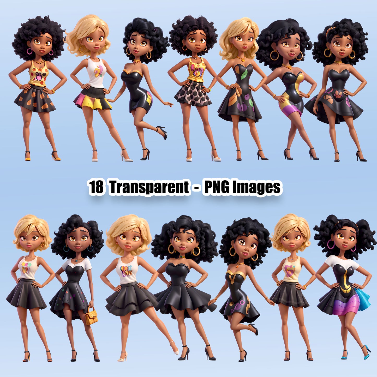 African American Women Cocktail Dresses Clipart