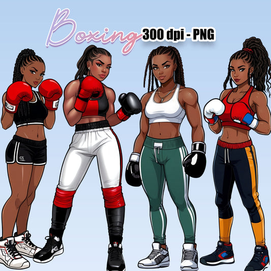 Black Women Boxers Clipart
