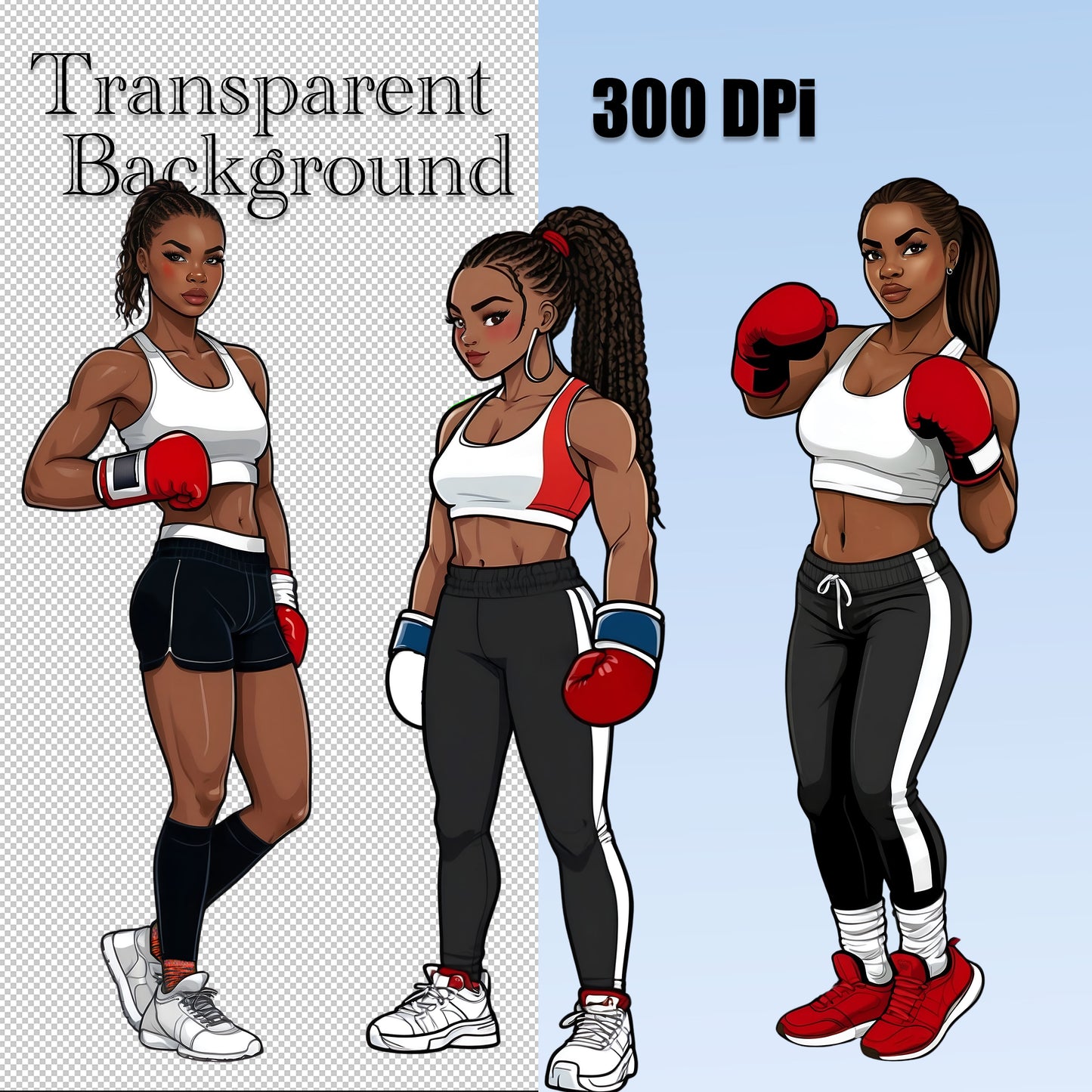 Black Women Boxers Clipart