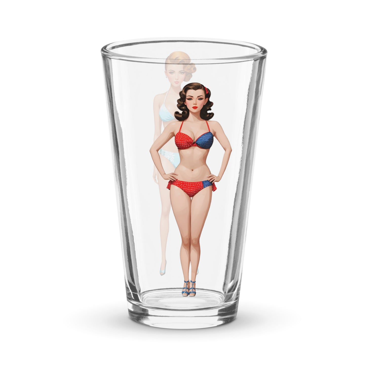 Vintage Pinup Bikini Shaker Pint Glass