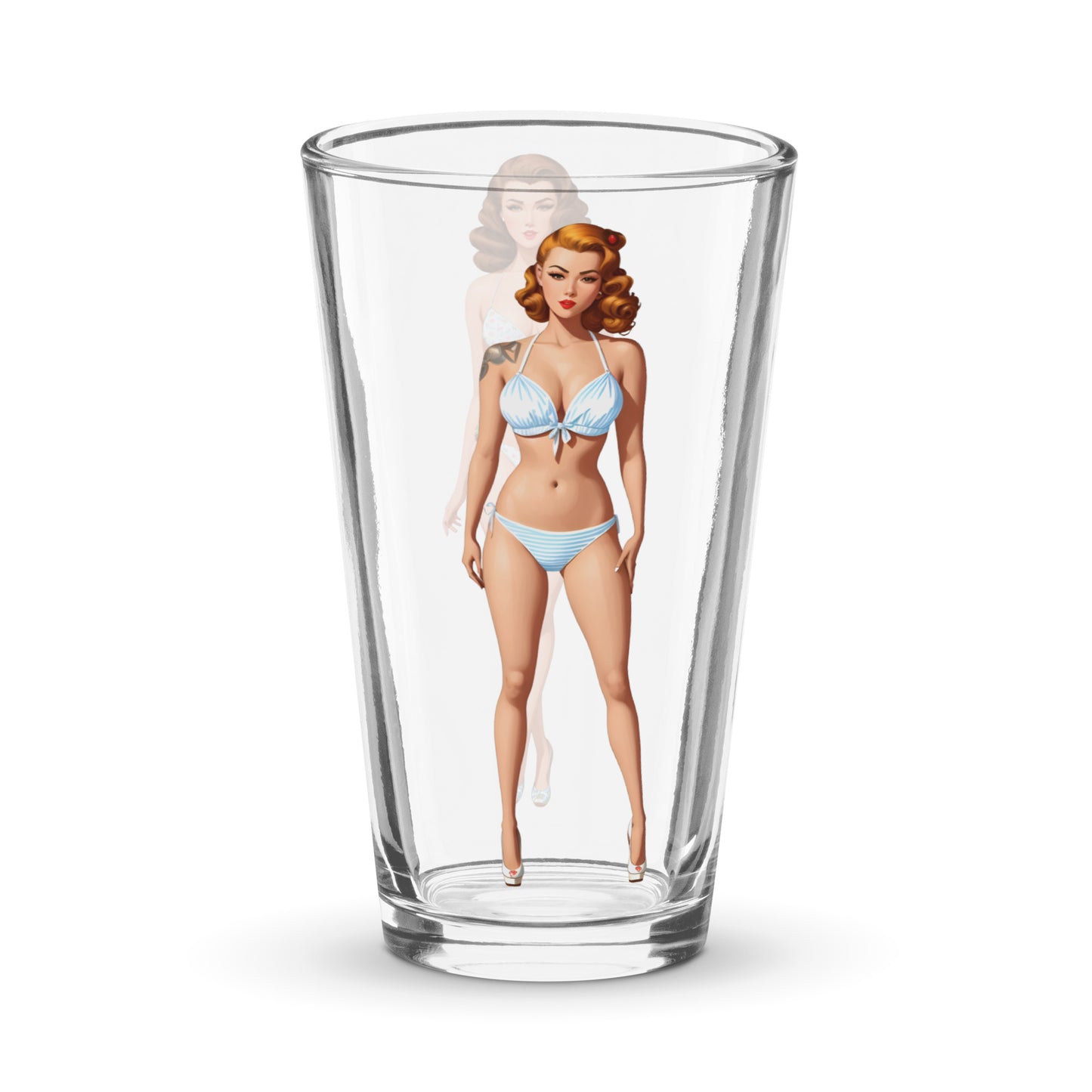 Vintage Pinup Bikini Shaker Pint Glass