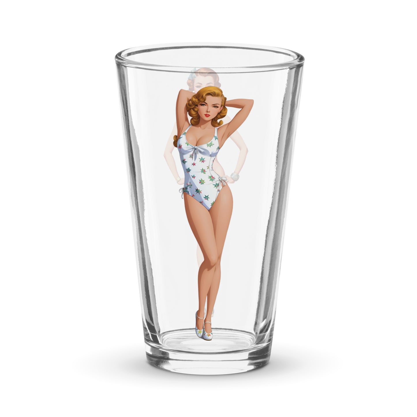 Vintage Pinup Bikini Shaker Pint Glass