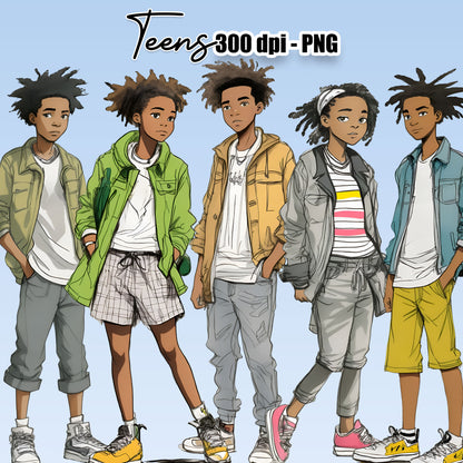 Black Teen Student Clipart