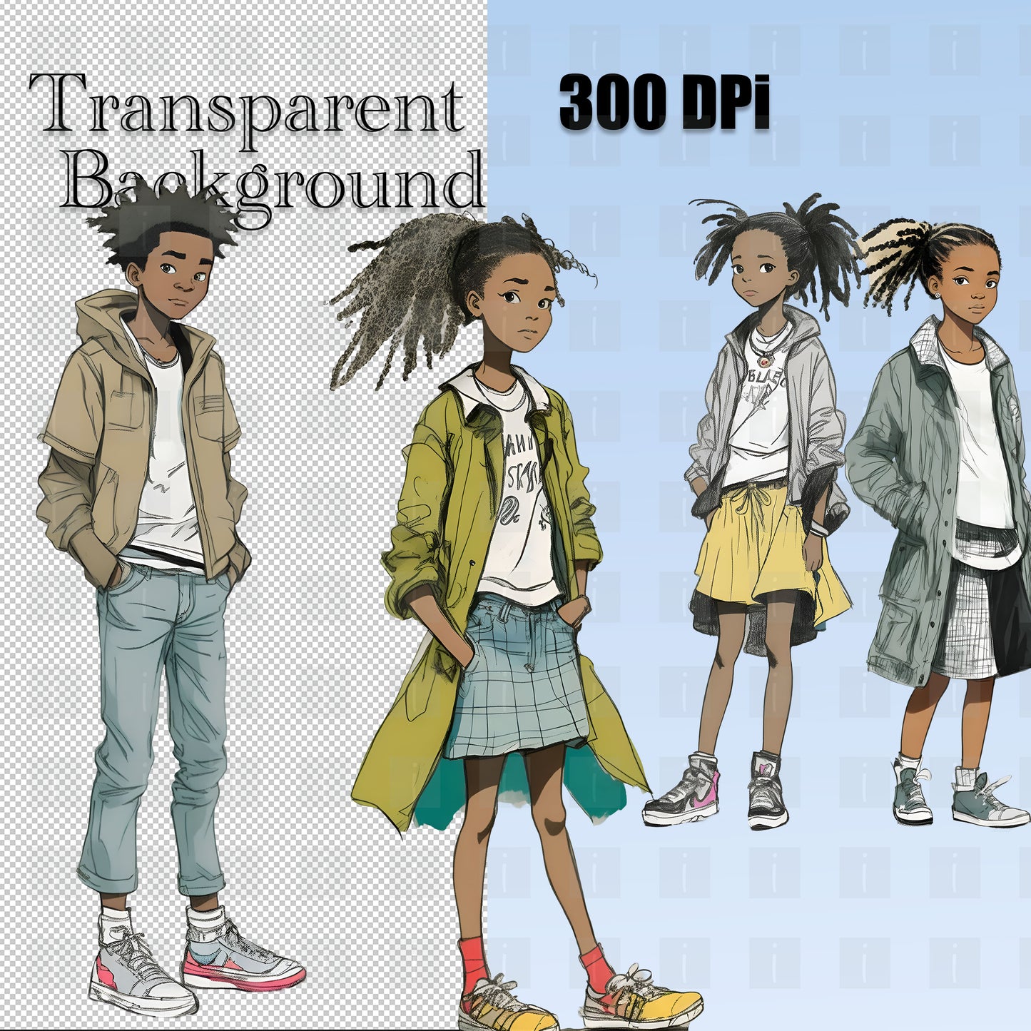 Black Teen Student Clipart