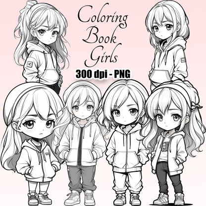 30 Coloring Book Girls Clipart