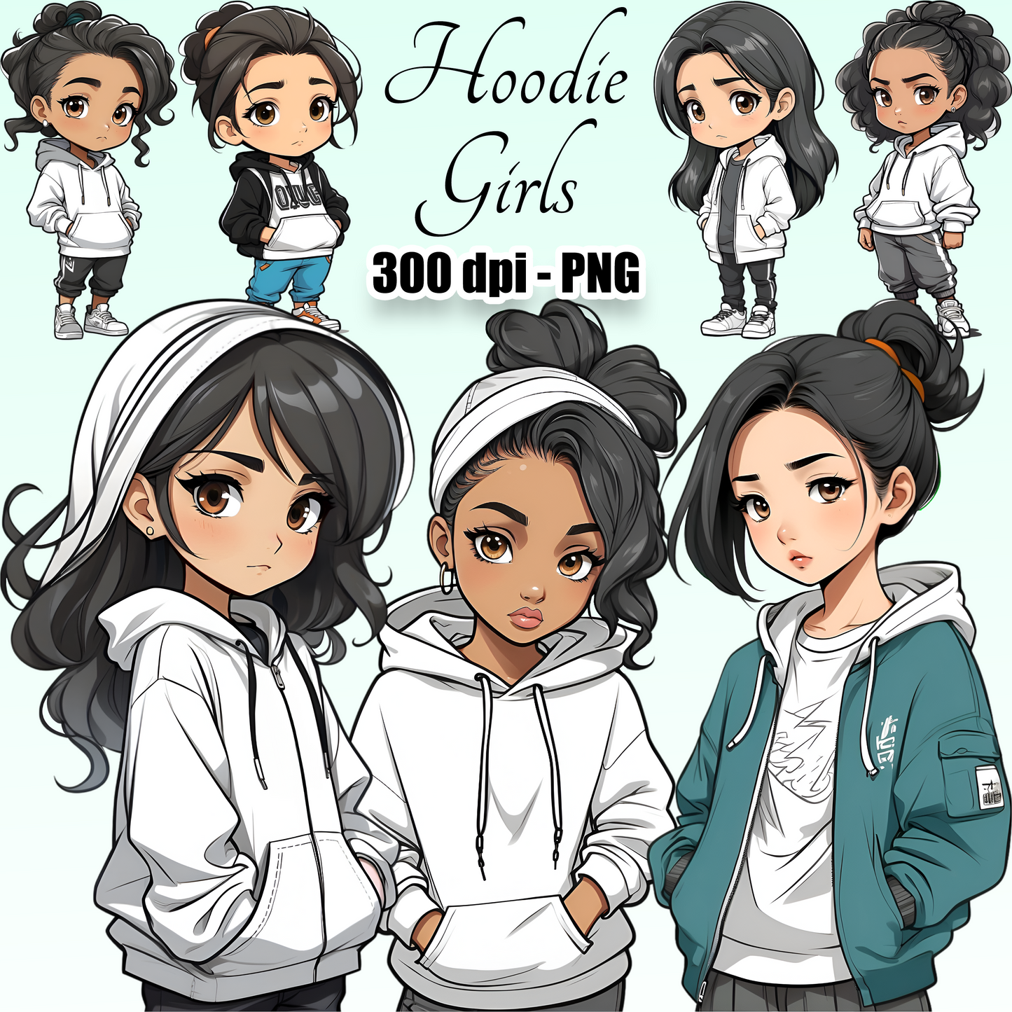 50 Hoodie Girls Clipart