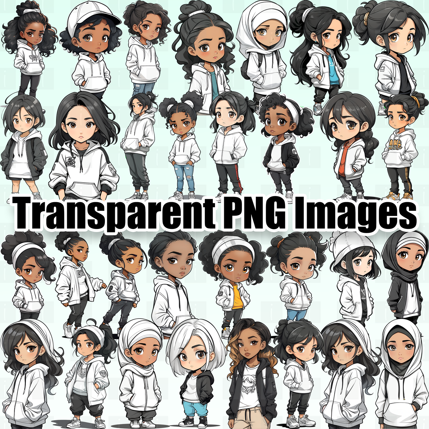 50 Hoodie Girls Clipart