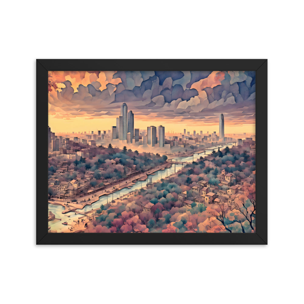 Golden Hour City Framed Art Print