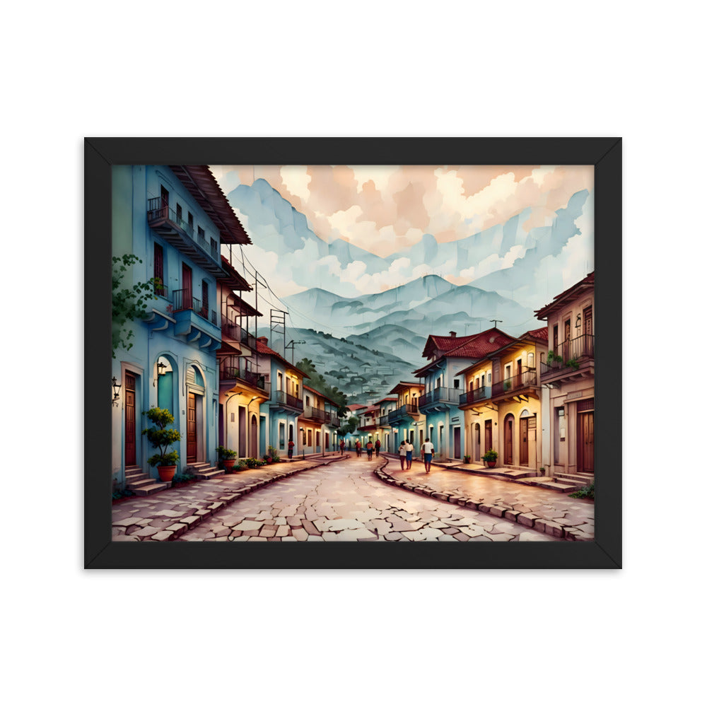 Where Clouds Meet the Village Framed Art Print