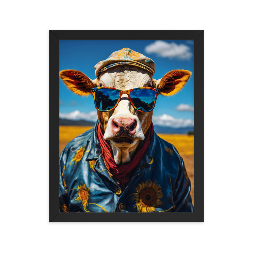 Moo in Bloom Framed Art Print