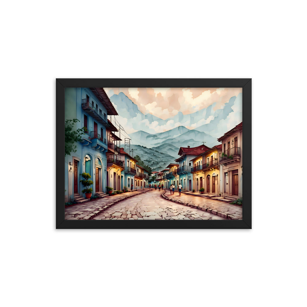 Where Clouds Meet the Village Framed Art Print