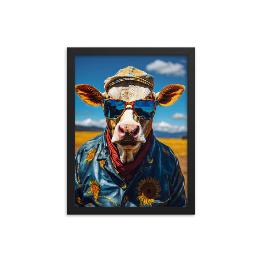 Moo in Bloom Framed Art Print