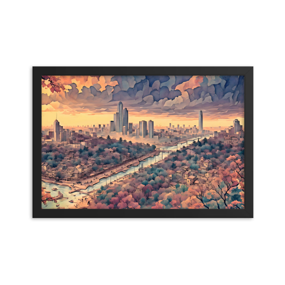 Golden Hour City Framed Art Print