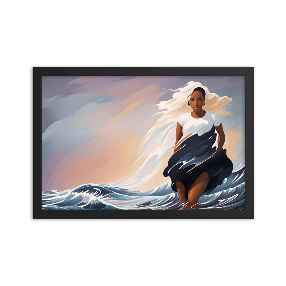 Ebony Waves Framed Art Print