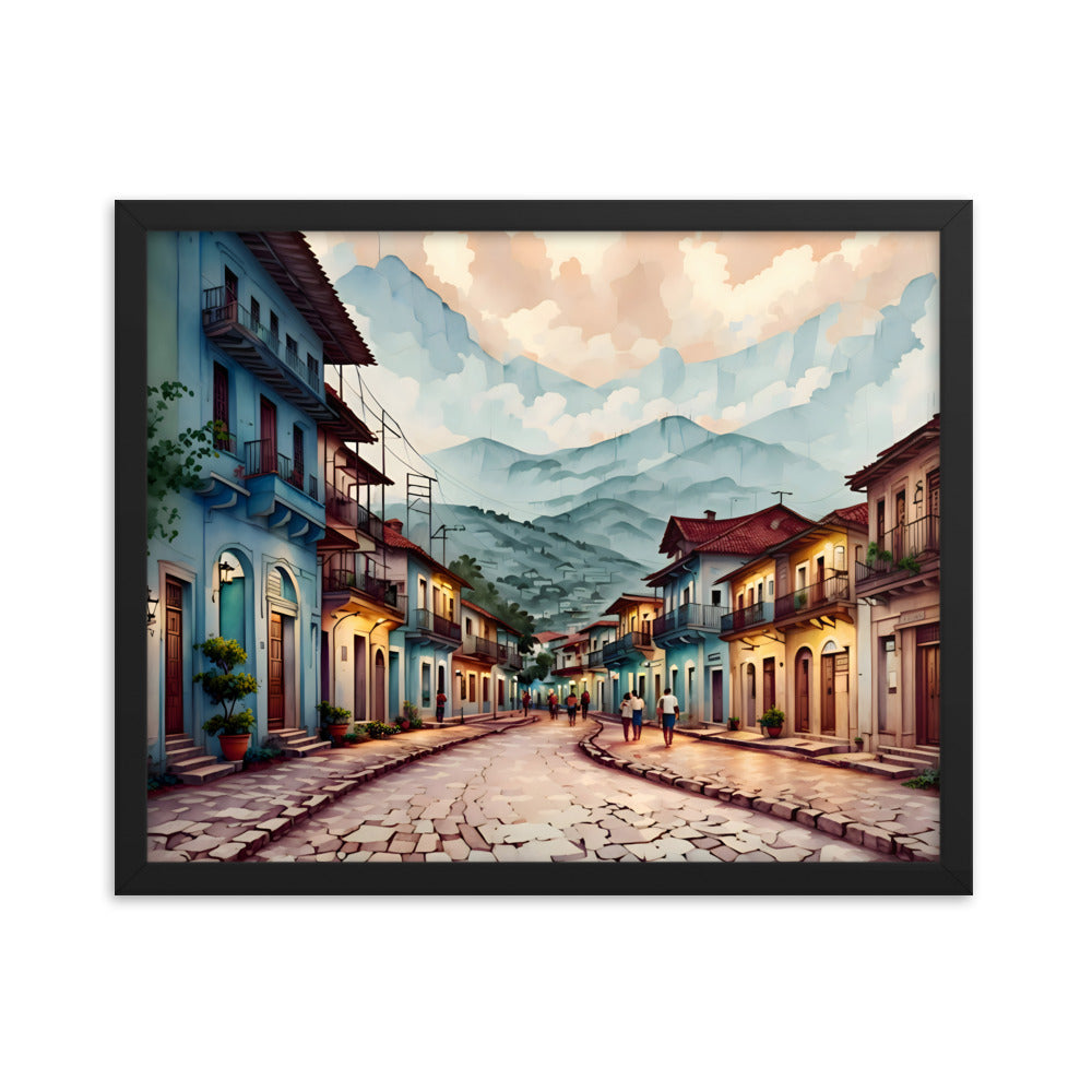 Where Clouds Meet the Village Framed Art Print