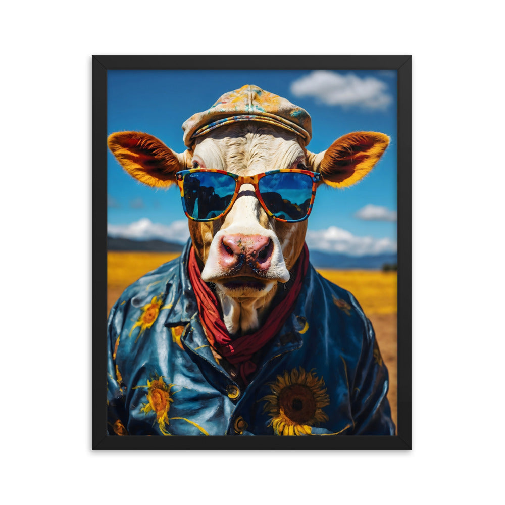 Moo in Bloom Framed Art Print