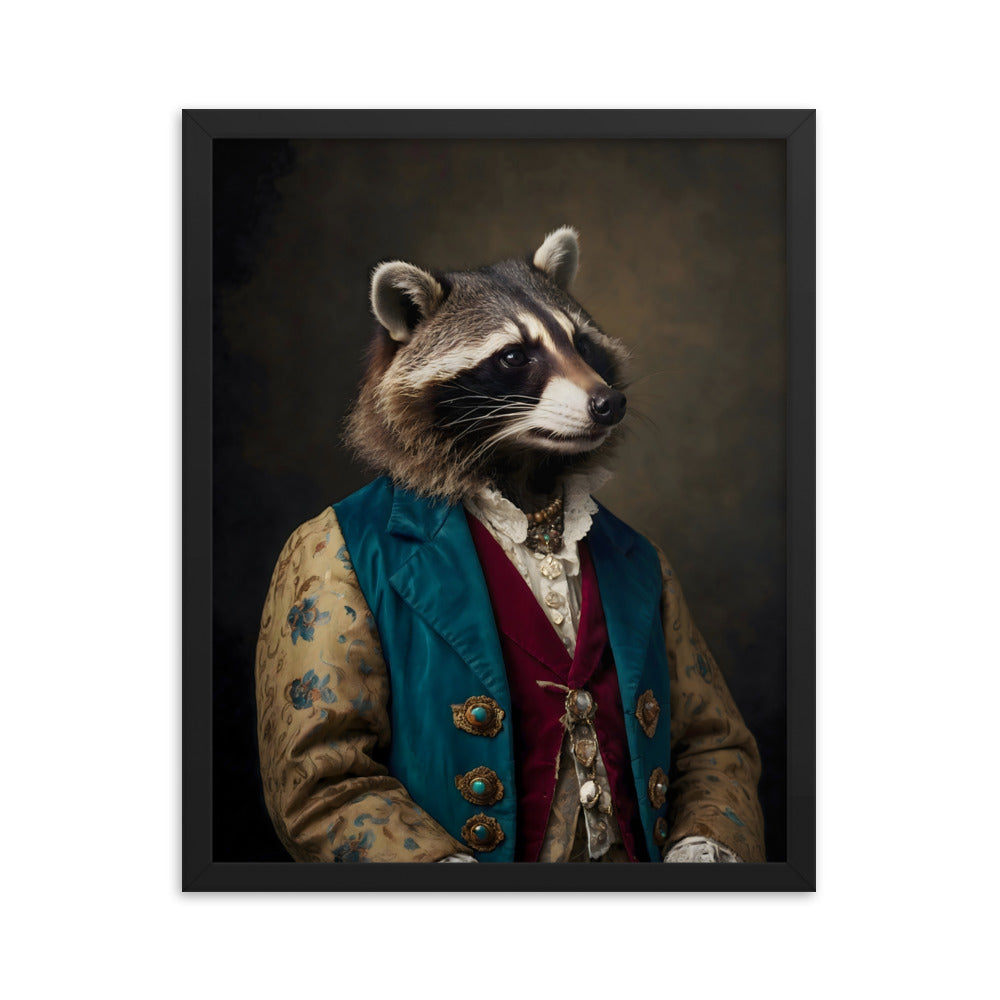 Renaissance Raccoon Framed Art Print