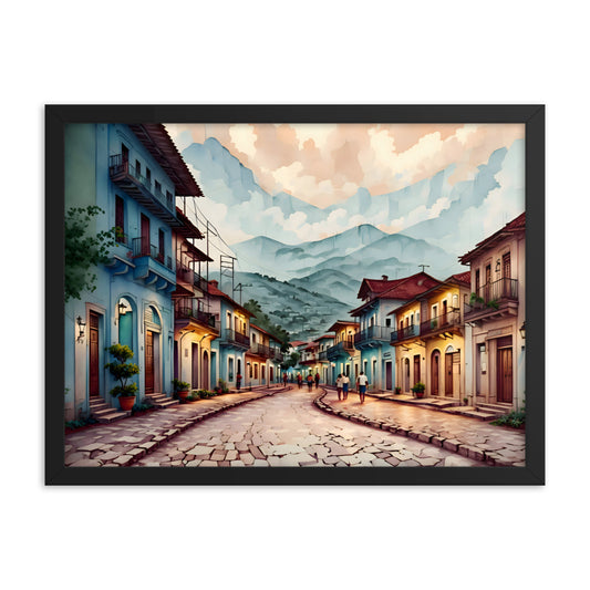 Where Clouds Meet the Village Framed Art Print