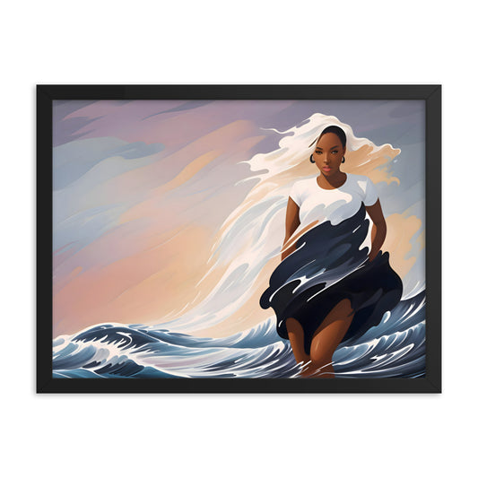 Ebony Waves Framed Art Print