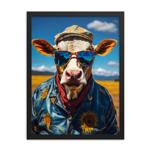 Moo in Bloom Framed Art Print