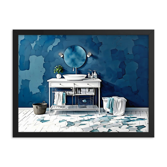 Blue Wall Reflections Framed Art Print