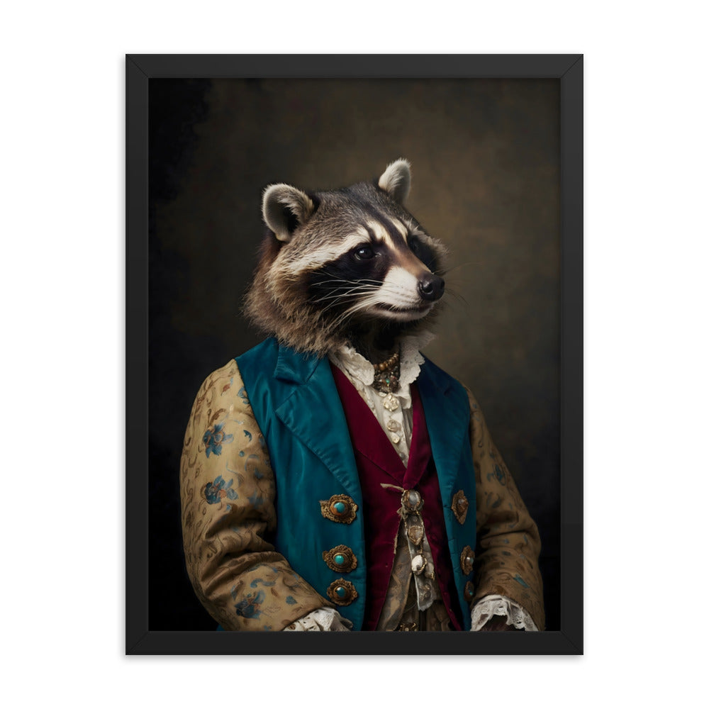 Renaissance Raccoon Framed Art Print