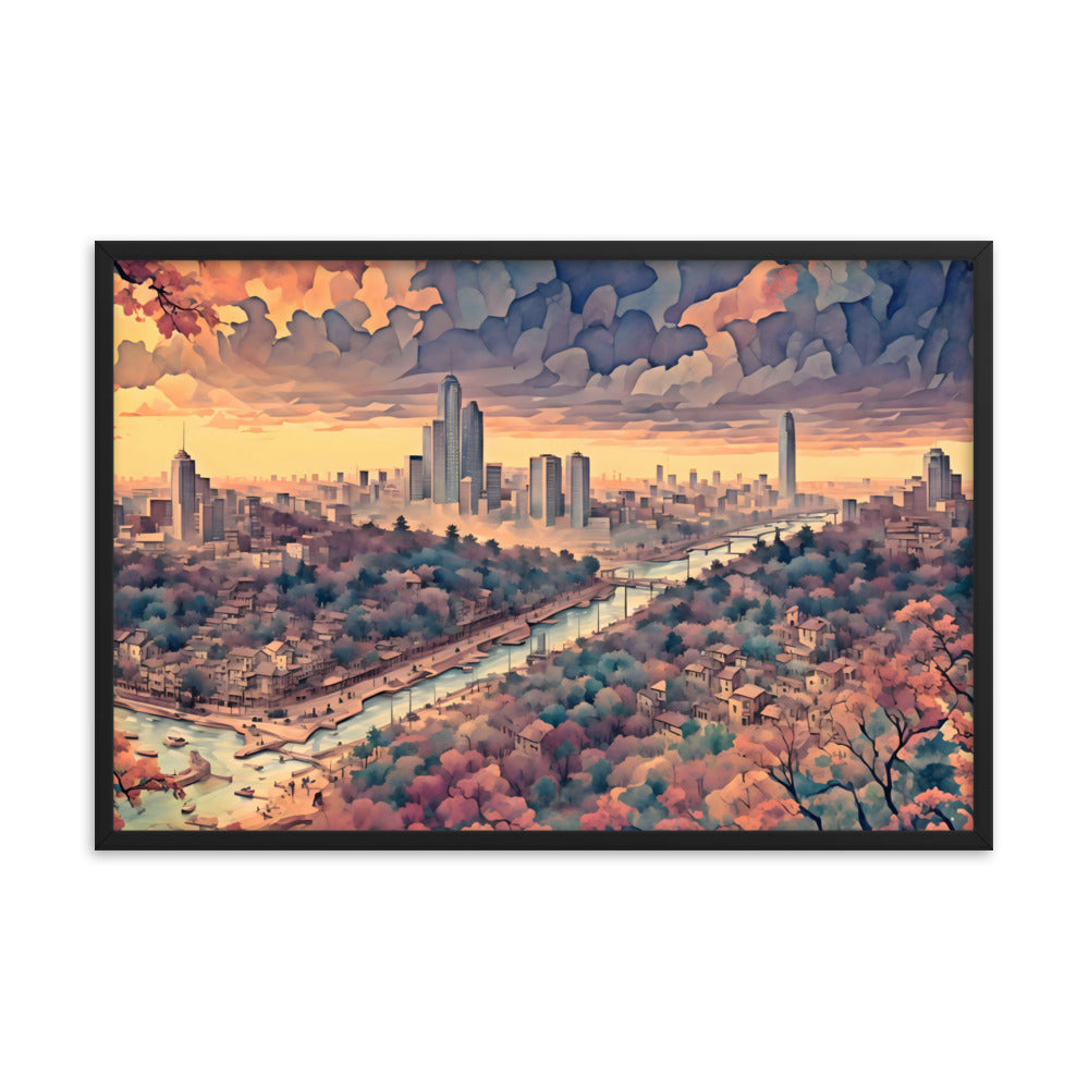 Golden Hour City Framed Art Print