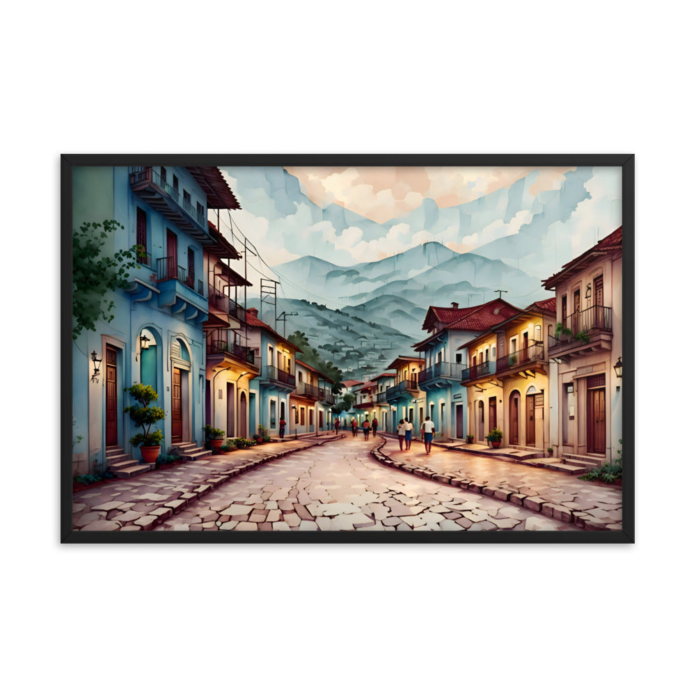 Where Clouds Meet the Village Framed Art Print