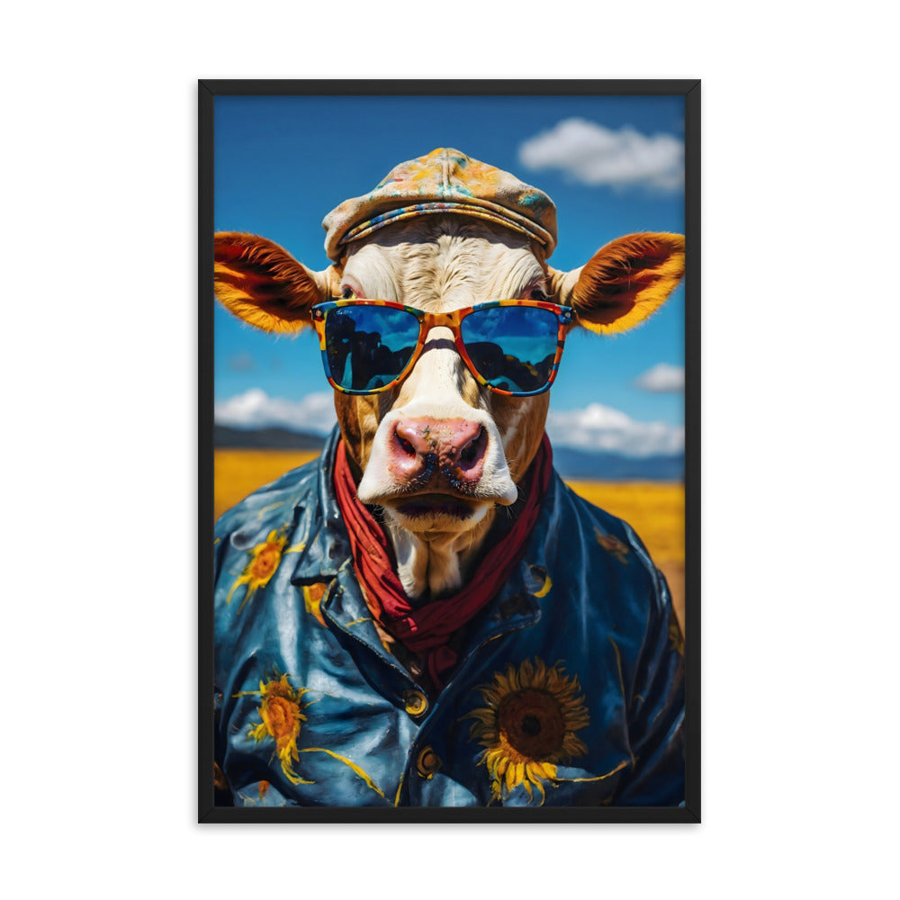 Moo in Bloom Framed Art Print