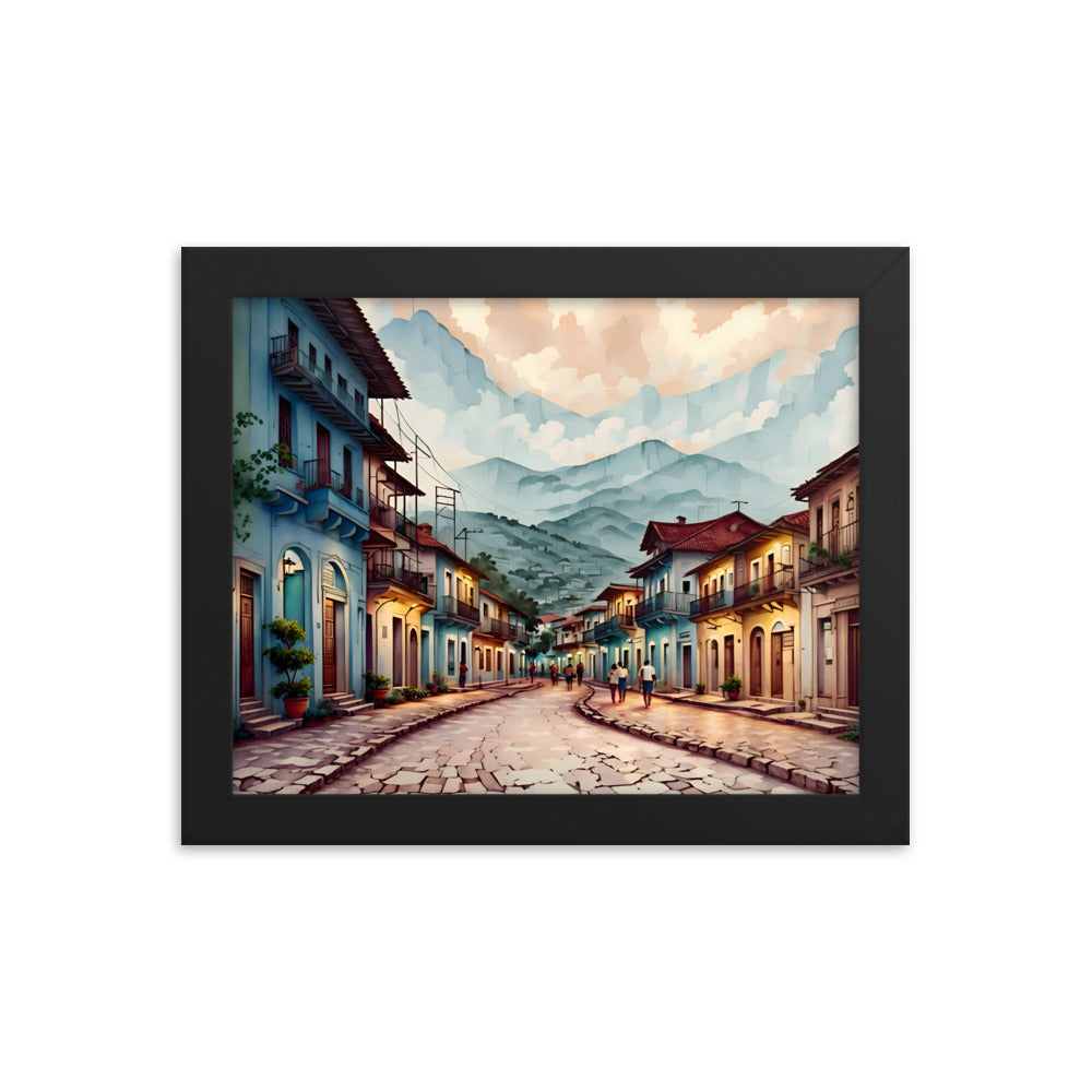 Where Clouds Meet the Village Framed Art Print