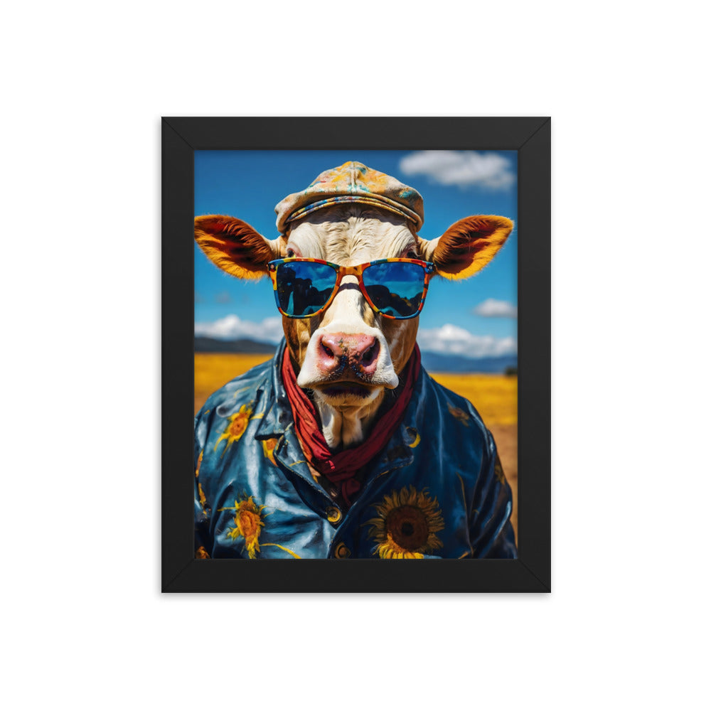 Moo in Bloom Framed Art Print