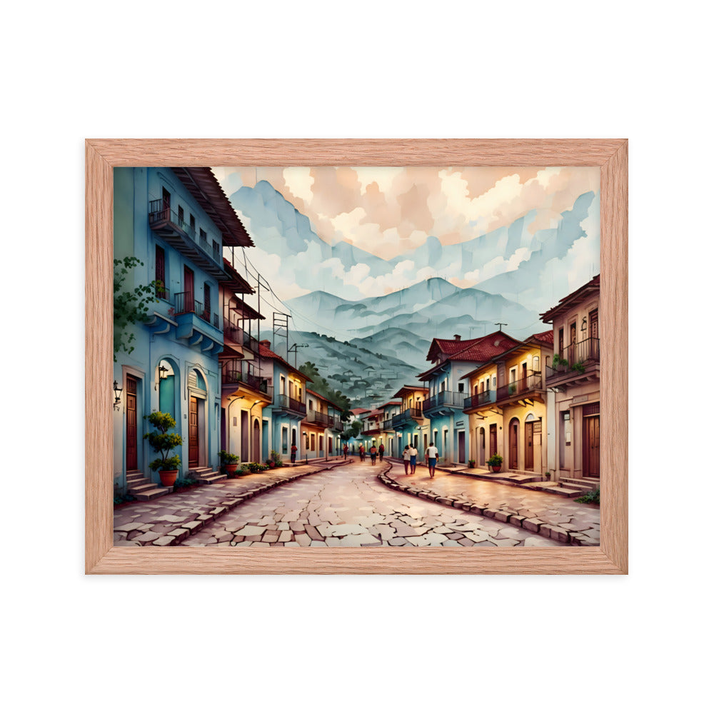 Where Clouds Meet the Village Framed Art Print