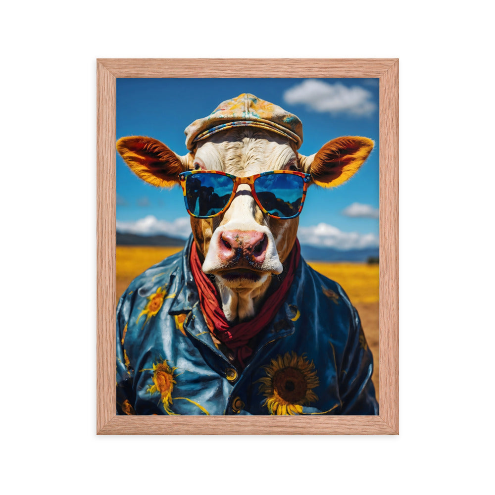 Moo in Bloom Framed Art Print