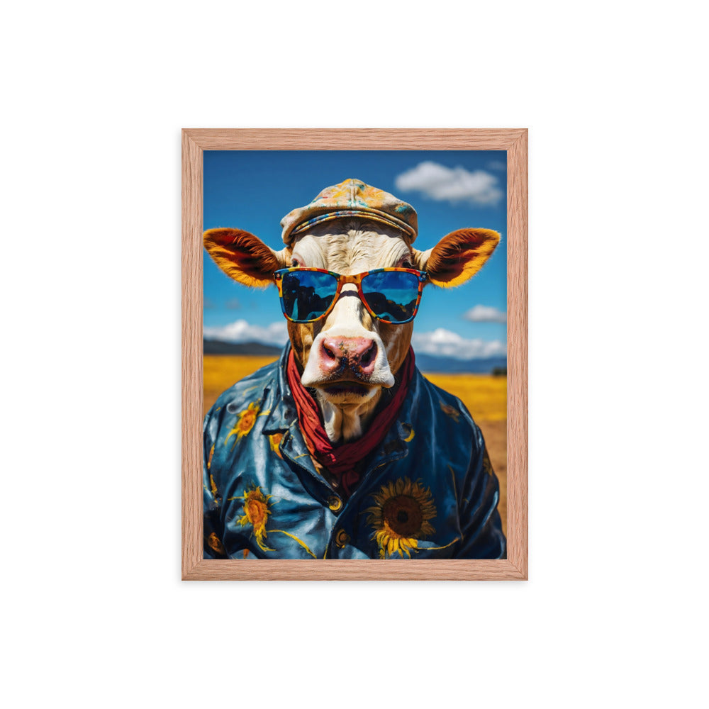 Moo in Bloom Framed Art Print