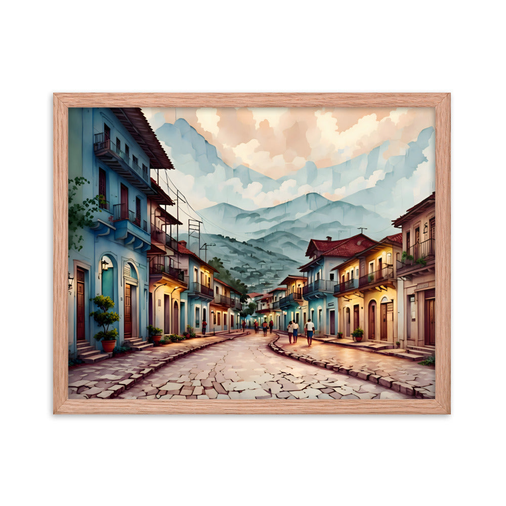 Where Clouds Meet the Village Framed Art Print