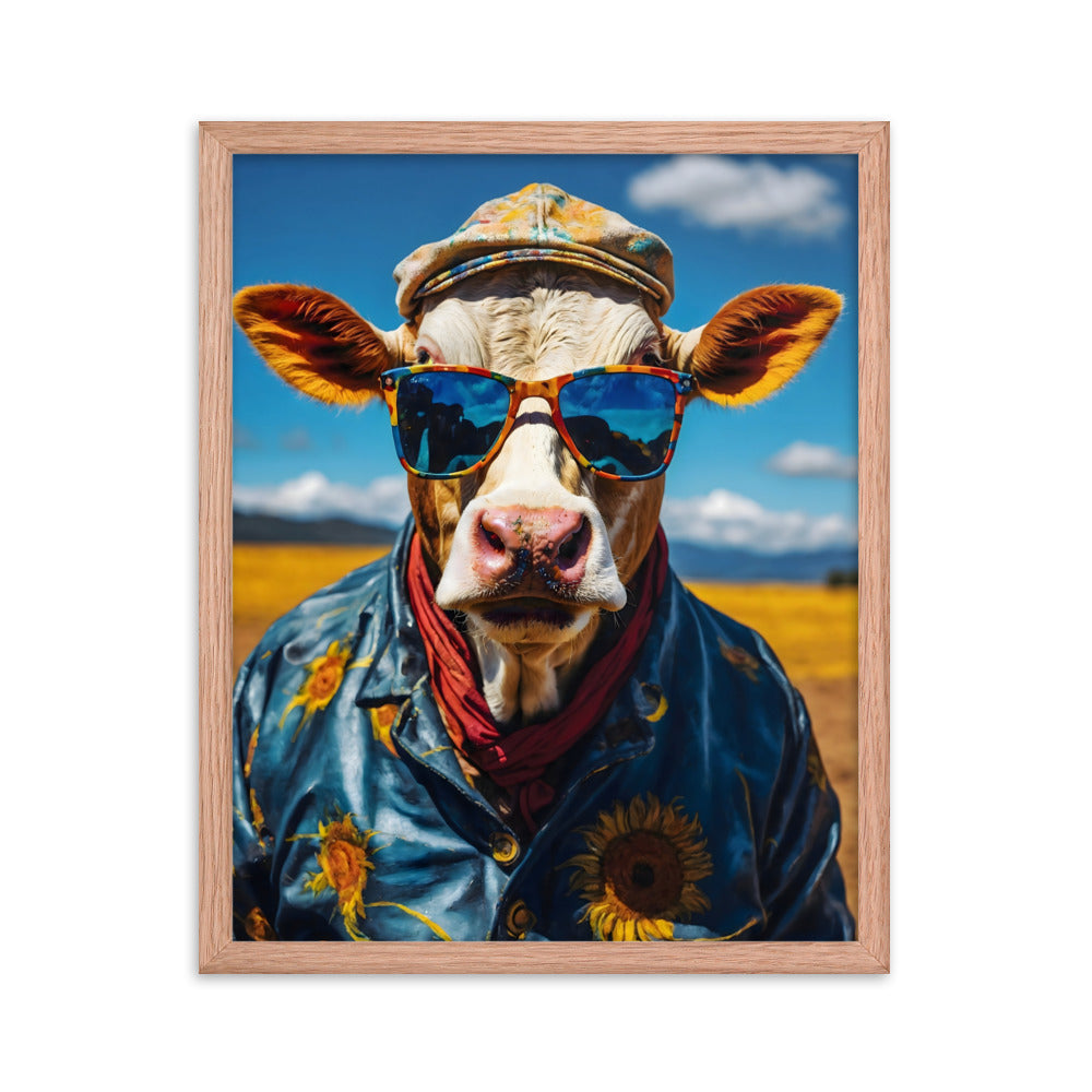 Moo in Bloom Framed Art Print