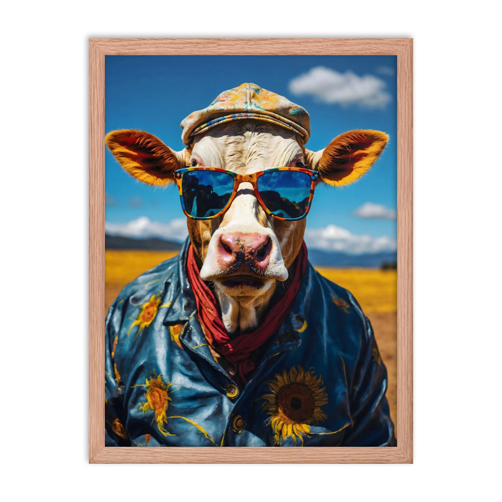 Moo in Bloom Framed Art Print