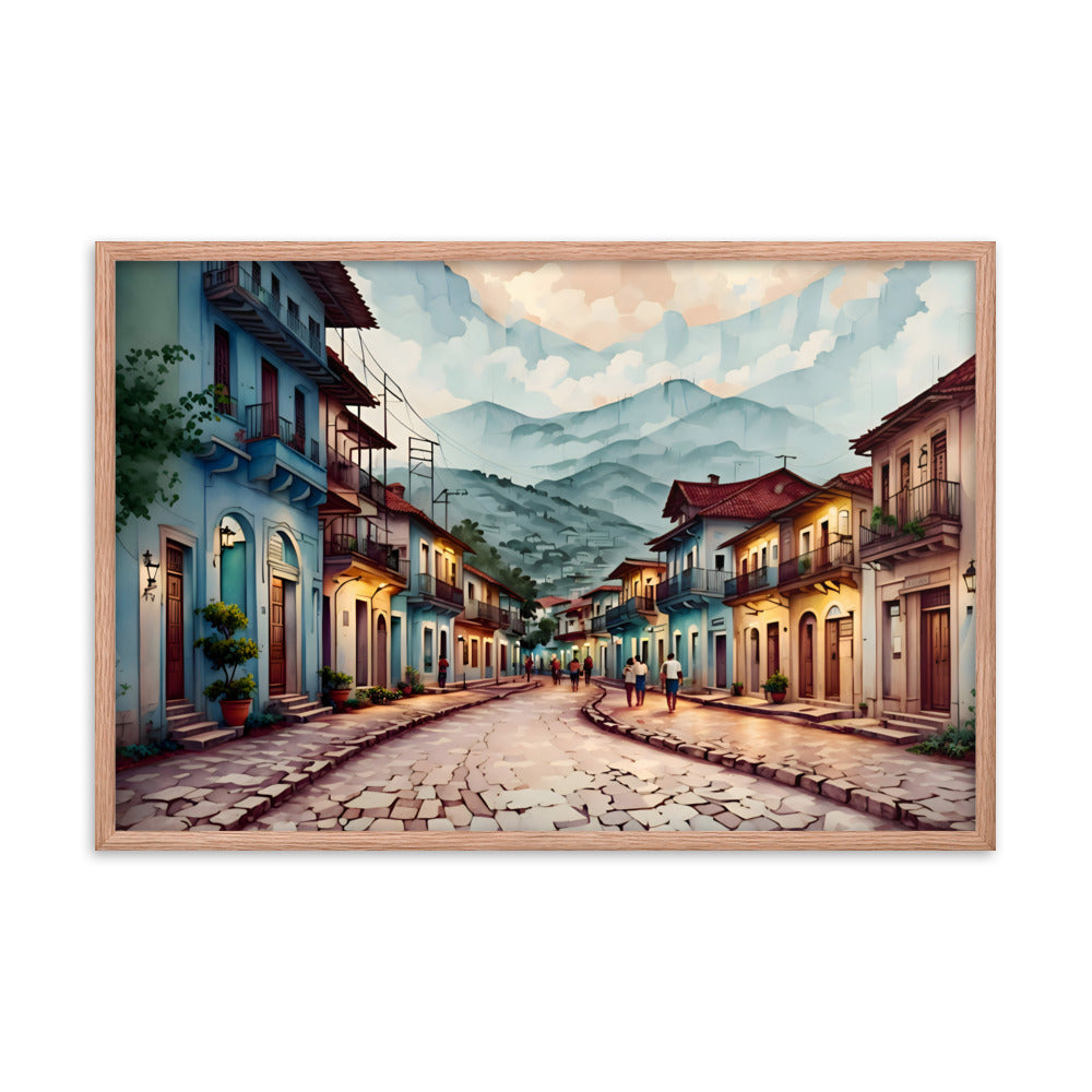 Where Clouds Meet the Village Framed Art Print