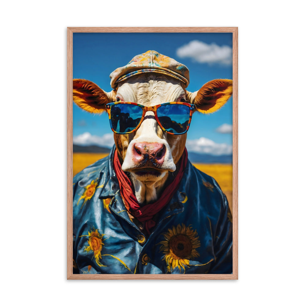 Moo in Bloom Framed Art Print