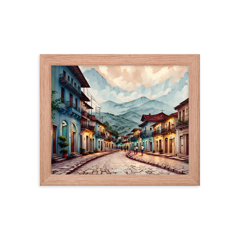 Where Clouds Meet the Village Framed Art Print