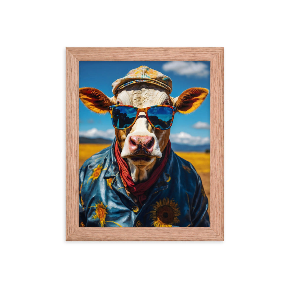 Moo in Bloom Framed Art Print