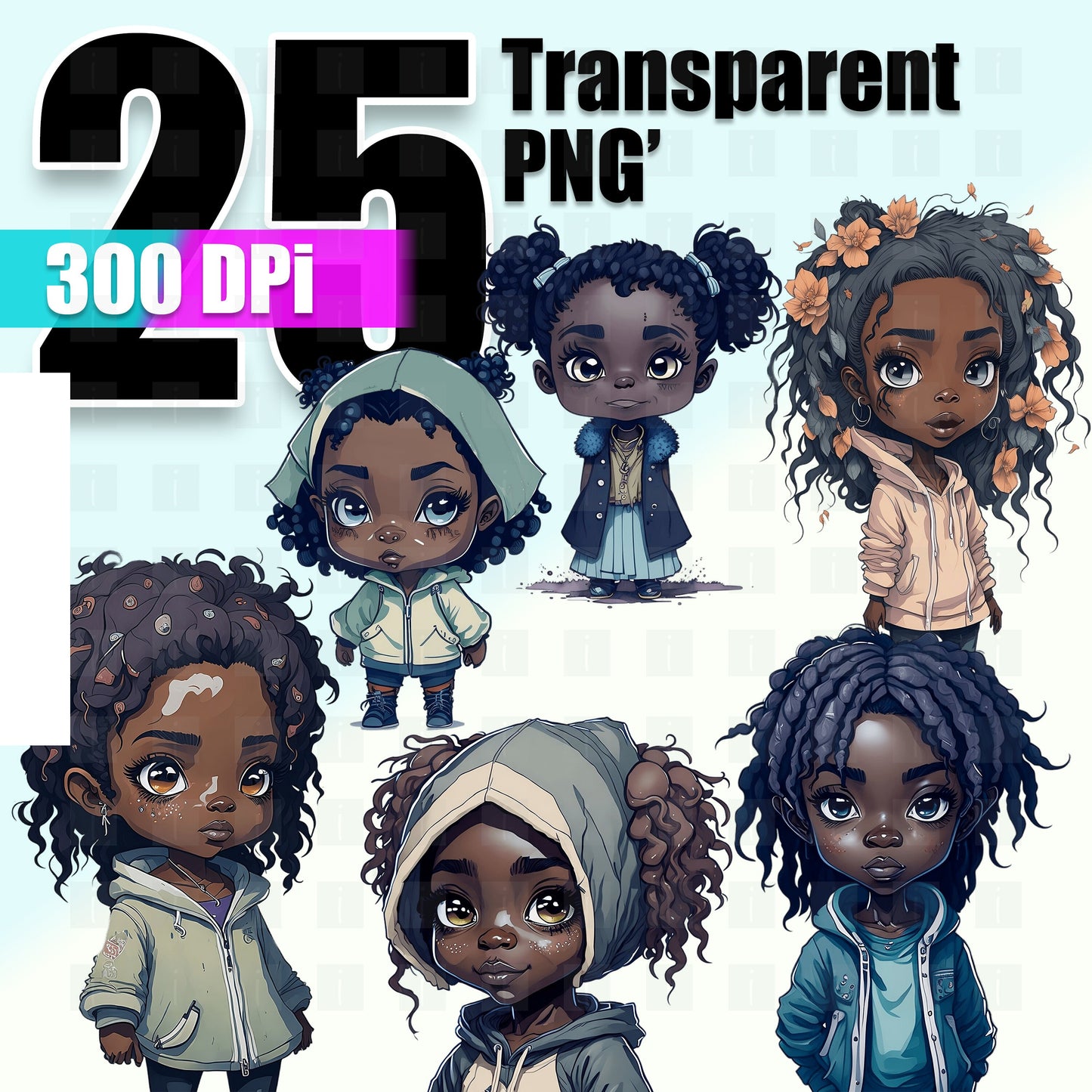 25 Black Girls Clipart