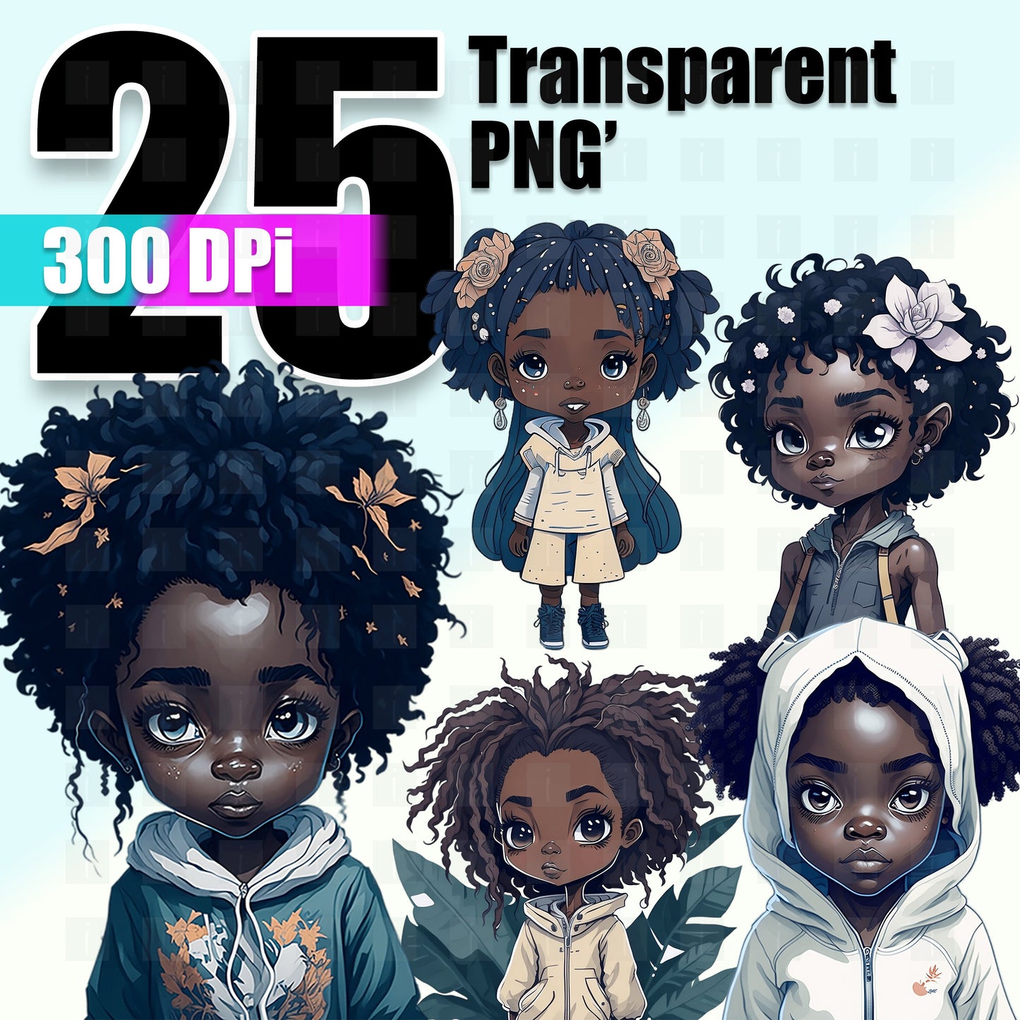 25 Black Girls Clipart