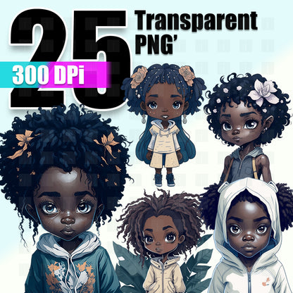 25 Black Girls Clipart