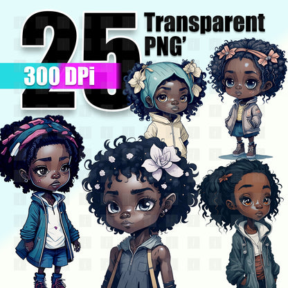 25 Black Girls Clipart