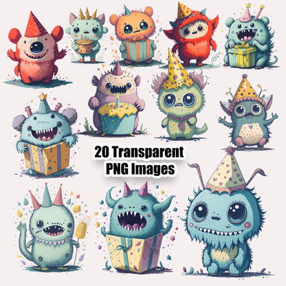 20 Birthday Monsters Clipart