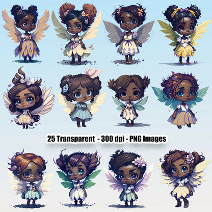 25 African American Fairies Clipart